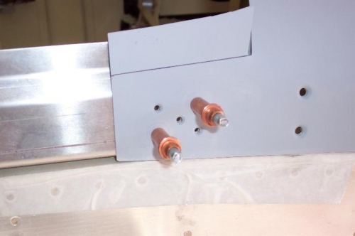 Ready to rivet. I also trimed away the material above the black line