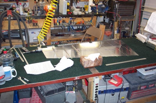 Flush riveting, hearing protection is manitory.