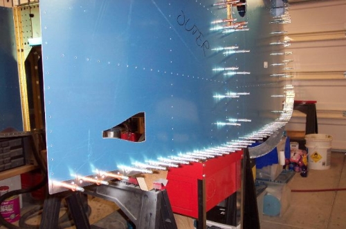 Longeron attached after countersinking.